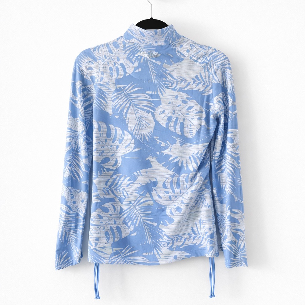 UPF 50 Sun Shirt Tropical Blue Quarter Zip Pullover Small NWT - Picture 4 of 6